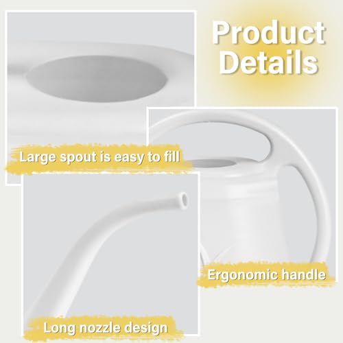 ZXJ Plant Watering Can - for Indoor and Outdoor Home Garden Plants - with Long Spout - White - 1/2 Gallon - color: White