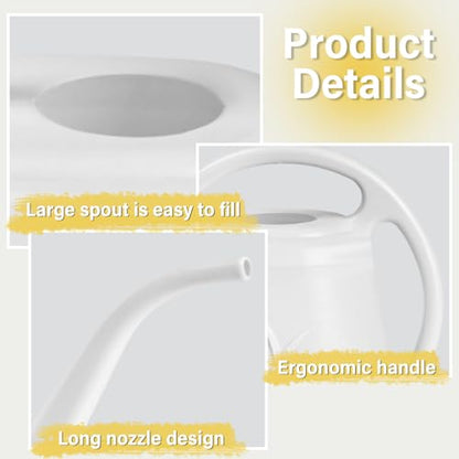 ZXJ Plant Watering Can - for Indoor and Outdoor Home Garden Plants - with Long Spout - White - 1/2 Gallon - color: White