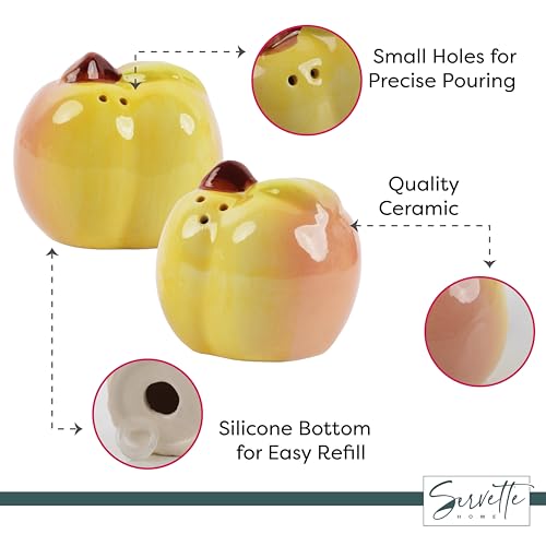 Novelty Ceramic Fruit Salt and Pepper Shakers Set - Peach - color: Peach