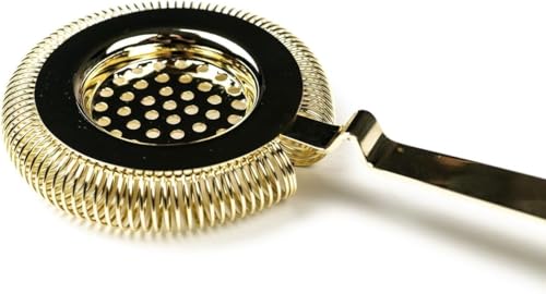Antique Style Hawthorne Gold | Bar Hand Strainer | Cocktail Strainer | Sieve for Bartending | Mixing Glass Strainer - color: Gold Plated