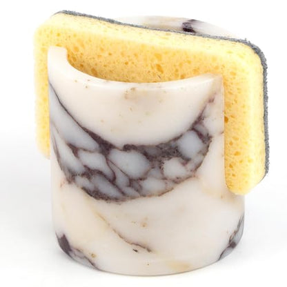 Natural Marble Sponge Holder, Drying Rack for Kitchen Sink, Calacatta Viola | 1.4 lb Handcrafted Stone Kitchen Sponge Holder with Anti-Slip Pad, Fast Drying Sink Caddy for Kitchen Counter Organizer - color: Calacatta Viola