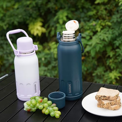 BJPKPK Stainless Steel Insulated Bottle with Handle & Strap, 40oz | Leak-proof vacuum insulation keeps drinks cold/hot for hours. BPA-free, dishwasher safe. Includes handle & strap. Black. - color: Black, size: 40 Ounces