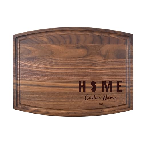 Custom Cutting Board. State Home. Personalized Boards. Wood Engraved. Handmade. Walnut Boards. Customized Gift. (Walnut, 9" x 12"x 3/4" arched) - size: 9" x 12"x 3/4" arched