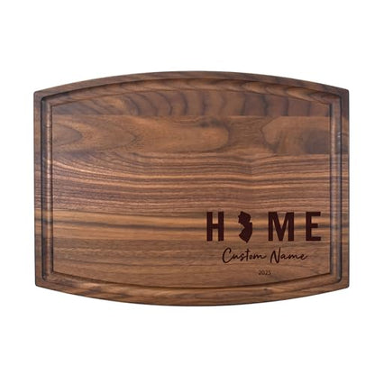 Custom Cutting Board. State Home. Personalized Boards. Wood Engraved. Handmade. Walnut Boards. Customized Gift. (Walnut, 9" x 12"x 3/4" arched) - size: 9" x 12"x 3/4" arched
