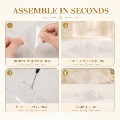 Ripeng 5 Tiered Large Dessert Table Display Set 10, 10.5, 11, 11.5, 12 Inch Buffet Riser Clear Acrylic Dessert Cupcake Stand Riser Bulk 5 Size Party Stand Food Treat Cookie Platter Pastry Serving Tray - size: 10,10.5, 11, 11.5, 12 Inch