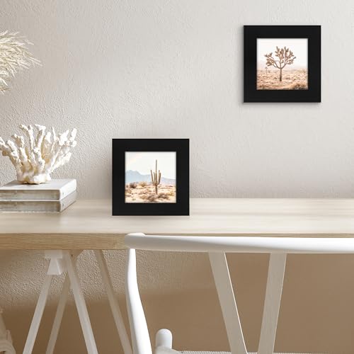 Americanflat 4x4 Picture Frame - Engineered Wood - Black | Shatter-resistant glass, wall or tabletop display with included easel, sawtooth hangers included - color: Black, size: 4x4