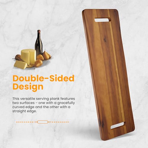 TIDITA 30" Large Acacia Wood Charcuterie Board, Built-in Handles, Raw Edge | Dual-sided Design, Extra Long Wooden Serving Cheese Boards, Rectangular Serving Platter for Meat Steak, Cracker Appetizers - color: Acacia, size: 30" x 9.8" x 1"