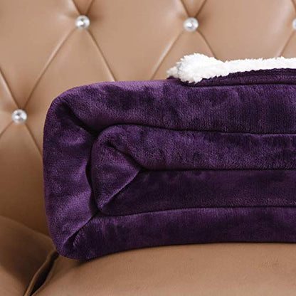 NANPiper Sherpa Blanket - Twin Size Thick Velvet Plush Reversible Bed Blanket for Winter - Purple (60"x80") - color: Purple, size: Twin