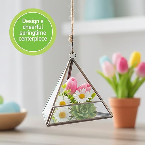 D'Eco Glass Copper Mini Triangle Tabletop or Hanging Planter Terrarium | Geometric Planter Terrarium, Fill Display w Succulents, Moss, Air Plants, Ferns, Home, Wedding & Office Decor, Dims:5x5x5"