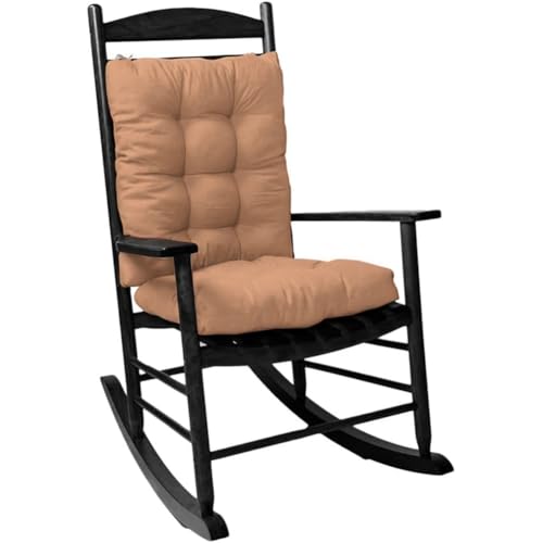 Rocking Chair Cushion, Set of Seat & Back Cushion with Ties for Indoor Rocker (Light Coffee) - color: Light Coffee
