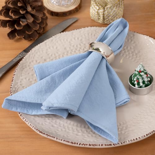 Cloth Napkins Summer Washable Reusable Linen Wedding Party Home Table Decor | Blue Set of 10 Bulk Cotton Napkins 17"x17" Bridal Baby Shower Birthday Kitchen Dining Table Decorations - color: Blue, size: 17" x 17" (Set of 10)