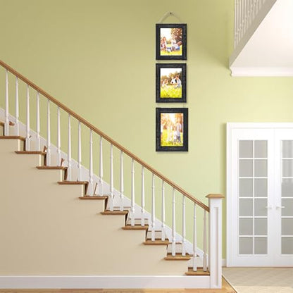 5x7 Wall Hanging Picture Frames Collage with 3 Opening Frames Black - color: Rustic Black, size: 5x7