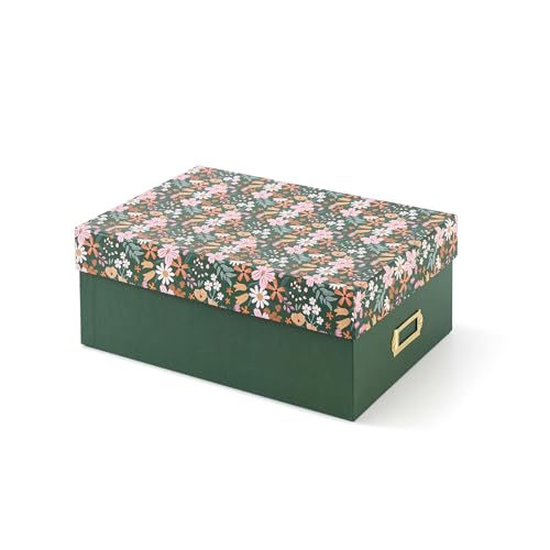 Soul & Lane - Photo Memory Storage Box, 11.7x7.7x4.5 In, Woodland Meadow | Floral Cardboard Picture Organizer with Lid for Mementos, Cute Decorative Storage for Cards, Letters and Keepsakes - color: Woodland Meadow