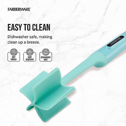 Farberware Heat Resistant Nylon Meat and Potato Masher, Safe for Non-Stick Cookware, Aqua Sky - color: Aqua