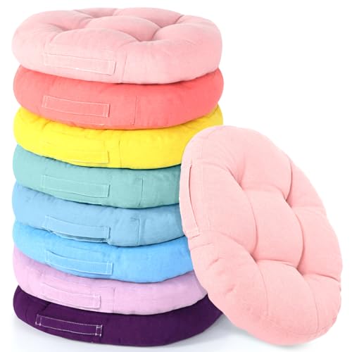 Gerrii 8 Pieces Floor Cushions for Kids Classroom Flexible Floor Seating Cushions Floor Pillows for Home School Kindergarten Daycare Nursery(Classic Color,Round) - color: Classic Color, style: Round