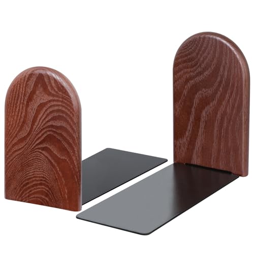 Book Ends, Sturdy Wooden Bookends for Shelves - Heavy Duty Non-Slip Book Organizers, Decorative Bookend Holders for Home Office, Library, Black Wood Universal Economy Bookend, Small, 1 Pair - color: Oak Wood, size: Small