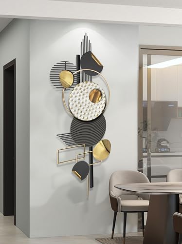 ERMOFAV Large Metal Wall Decor for Living Room,Black White Art 59×20 In | Modern Abstract Geometric Decoration Aesthetic Bedroom Kitchen Home Office Sculpture Gift Indoor - style: wall sculpture 3