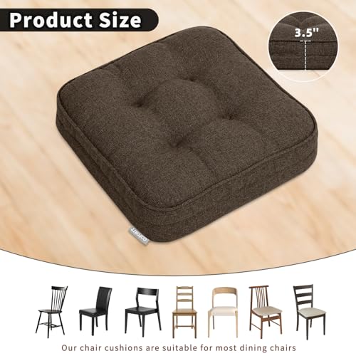 GOFORIT Chair Cushions,Tufted Shredded Memory Foam Chair Pads, Non-Slip Seat Cushions with Removable Cover,16'' x 16'', Brown - color: Brown