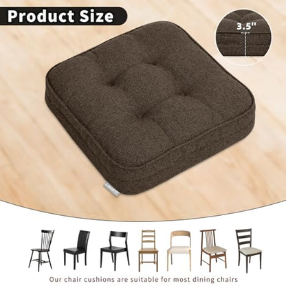 GOFORIT Chair Cushions,Tufted Shredded Memory Foam Chair Pads, Non-Slip Seat Cushions with Removable Cover,16'' x 16'', Brown - color: Brown