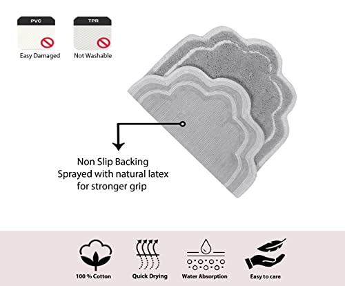 Home Weavers Allure Collection 100% Cotton Tufted Bathroom Rug, Soft and Absorbent Bath Rugs, Non-Slip Bath Carpet, Machine Wash Dry Bath Mats for Bathroom Floor, 21"x34" Bath Rug, Gray