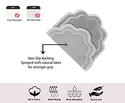 Home Weavers Allure Collection 100% Cotton Tufted Bathroom Rug, Soft and Absorbent Bath Rugs, Non-Slip Bath Carpet, Machine Wash Dry Bath Mats for Bathroom Floor, 21"x34" Bath Rug, Gray