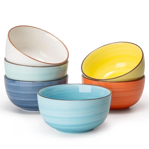 Sweese 4 Oz Porcelain Bowls Set - 6 Mini Dip Bowls, Multicolor, Dishwasher, Microwave Safe - color: Hot Assorted Colors, size: 4 Ounce