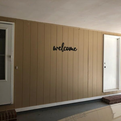 Wooden Black Welcome Sign for Backdrop, Word Art Welcome Wall Decor for Front Door Living Room Entryway Gallery and Outdoor