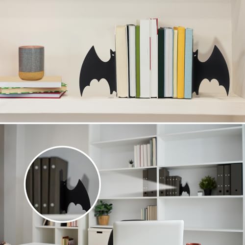 Metal Bat Bookends Set of 2 Styles Gothic Book Ends for Shelves Bookshelf Home Office Desk Bookshelf Decor Gift for Lovers and Reading Enthusiasts - style: Bat