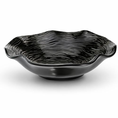 Decorative Bowl, 8" Black Ceramic Decor for Coffee Table & Entryway | Modern Home Decor, Tabletop Bowl