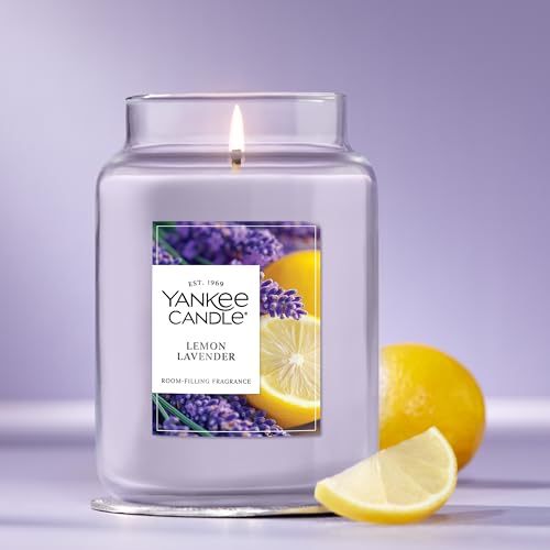 Yankee Candle Lemon Lavender Scented Candle, 22oz Large Jar with up to 150 Hour Burn Time, Giftable, Birthdays - color: Lemon Lavender, size: Large Jar