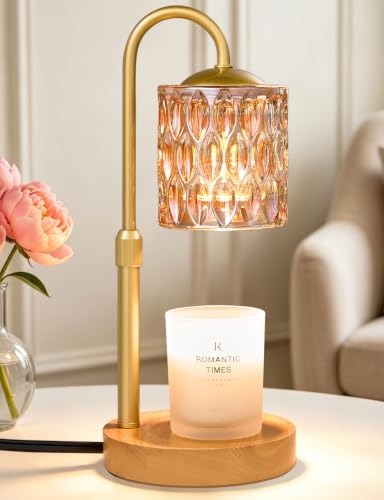 Dimmable Candle Warmer Lamp with Timer, Height Adjustable Electric Candle Wax Warmer, Birthday Gifts for Women Mom, House Warming Gifts New Home Decor, Solid Wood Base, Natural Wood Champagne - color: Natural Wood-champagne