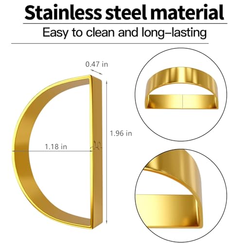 Gold Napkin Rings Set of 4 - Stainless Steel Metal Napkin Rings(Semicircle) | Napkin Rings,or Wedding, Banquet, Metallic Adornment for Table Settings, Glossy Serviette Buckles Decor - size: 4 Gold