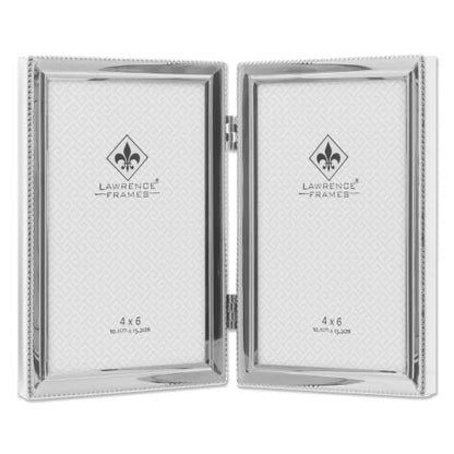 Lawrence Frames Bead Border Design, 4x6 Double, Silver - color: Silver, size: 4x6 Double