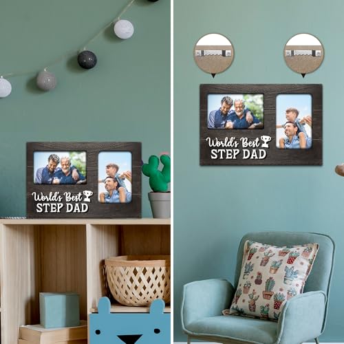 Gifts for Step Dad Fathers Day, Stepdad Gifts from Step Son 3D Photo Frame Hold 4x6 Inches Two Photos, Best Step Dad Ever Gift Gag Birthday Gift for Him from Step Daughter on Father's Day - color: Step Dad