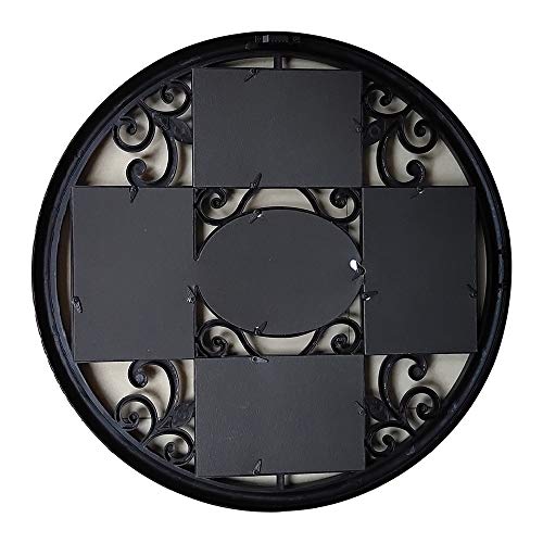 MKUN 2Pack of 4x6 Wall Photo Collage Frames - Round Circular Circle Wall Hanging Picture Collage Frame with Leaf Decoration, 5- Opening (Black) - color: Black