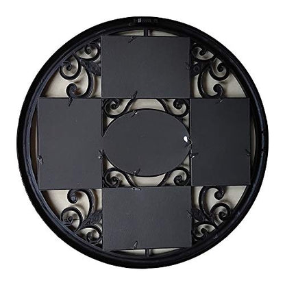 MKUN 2Pack of 4x6 Wall Photo Collage Frames - Round Circular Circle Wall Hanging Picture Collage Frame with Leaf Decoration, 5- Opening (Black) - color: Black