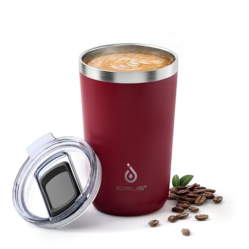 Ideus 20 oz Tumbler, Travel Coffee Mug with Splash Proof Sliding Lid, Double Wall Stainless Steel Vacuum Insulated Coffee Mug for Home and Office, Keep Beverages Hot or Cold, Blood Red - color: Blood Red