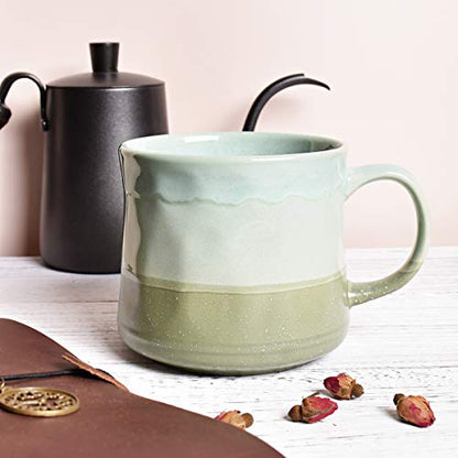 Bosmarlin Large Ceramic Coffee Mug, Big Tea Cup, 7 Colors to Choose, 21 Oz, Dishwasher and Microwave Safe, 1 PCS (Green) - color: Green