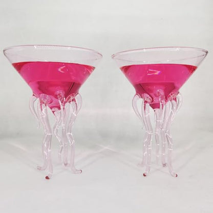 GAOGAO Octopus Cocktail Glass Creative Martini Drinkware Bar Goblet Snifters (250ML pink glass) - color: Pink (250ml), size: 8.5 Ounces