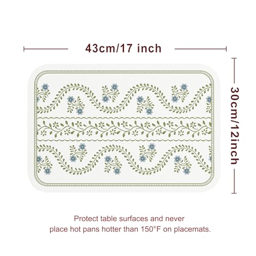 Vinyl Waterproof Placemats Set of 6 Rectangular,12"*17"-Mosella D | Wipeable Beautiful Print Place Mats,Stain Resistant,Heat Resistant,Everyday Meals,Kitchen,Dinning,Holiday,Decor - color: Mosella D