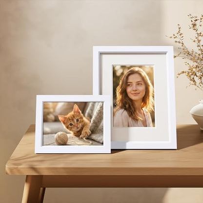 Vittanly Solid Wood 8x10 Picture Frames Set of 4, White | 5x7 Picture Frame with Mat, Gallery Wall Frame Set, 8 x 10 Frame for Wall & Tabletop Display, Family, Pet, Christmas - color: White, size: 8x10
