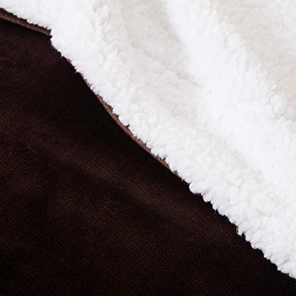 Sherpa Fleece Throw Blanket, Brown, 50x60 inches | Reversible Super Soft Luxurious Plush Blanket Throw Size - color: Brown, size: 50"×60"