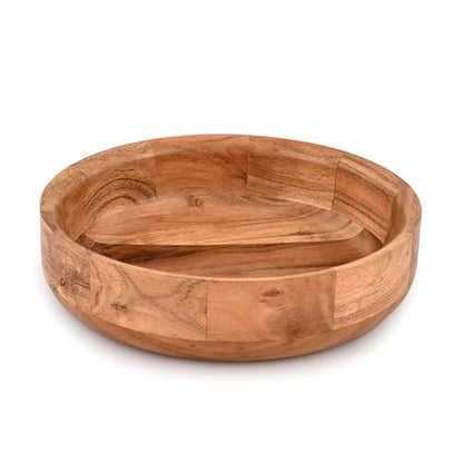 Kimona Salad Bowl Acacia Wood Wooden Bowl for Food, Fruits, Salads and Tableware Decoration for Gifts (10" x 10" x 2.5")
