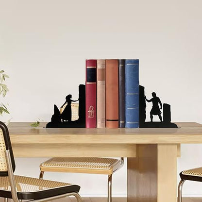 Couple Decorative Bookends Metal Magic Book Ends for Shelves | Bookshelf Decorative Objects Home Office Desk Bookshelf Decor