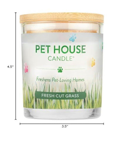 Pet House Candles, 9 oz Fresh Cut Grass Scented Candle, Clean Burning, Long Lasting Plant-Based Pet Friendly Candle, 60 Hour Burn Time - color: Fresh Cut Grass, size: Pack of 1