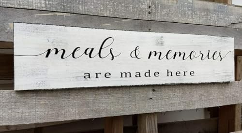 Farmhouse Kitchen Wall Decor,Meals and Memories are Made Here Sign, Rustic Wood Kitchen Signs Dinning Room Wall Decor (Meal) 4x16 Inch - color: A4, size: 4 X 16 in