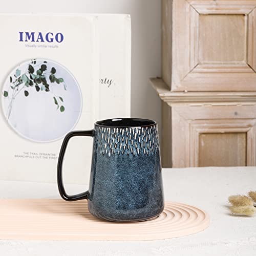 Large Ceramics Coffee Mugs,24 OZ,Large Handle Design,Extra Large Tea and Coffee Cup for Office and Home，Microwave And Dishwasher Safe(Color:24 oz star blue) - color: 24 oz star blue
