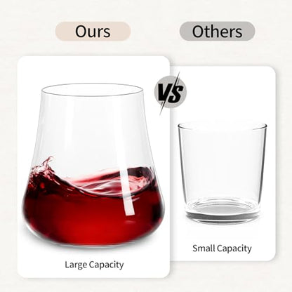 Stemless Wine Glasses Set of 4, 20oz Large, Dishwasher Safe | Hand-Blown, Lead-Free Clear Crystal, No Stem Red Wine Glass, Ready to Gift, Birthday Wedding Christmas Daily Use - size: 20oz - 4 PCS