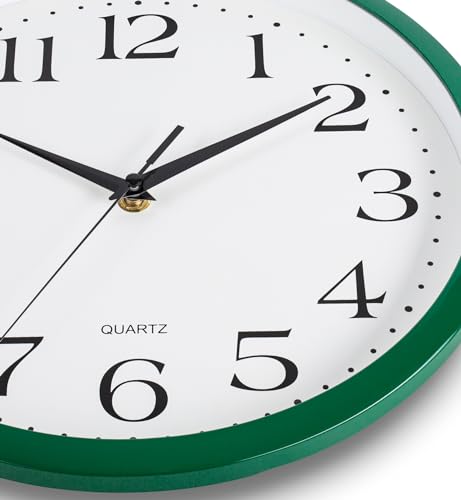 Bernhard Products Hunter Green Wall Clock Silent Non Ticking - 12 Inch Quality Quartz Battery Operated Round Easy to Read Home/Kitchen/Office/Classroom/School Clock - color: Hunter Green, size: 12 Inch