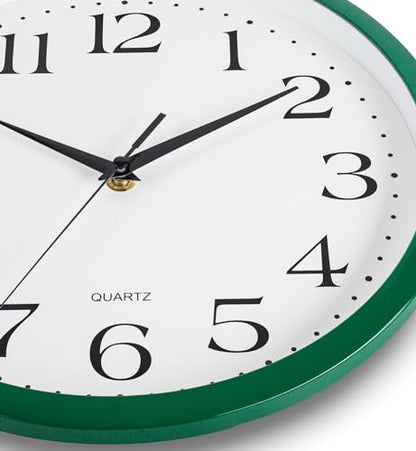 Bernhard Products Hunter Green Wall Clock Silent Non Ticking - 12 Inch Quality Quartz Battery Operated Round Easy to Read Home/Kitchen/Office/Classroom/School Clock - color: Hunter Green, size: 12 Inch